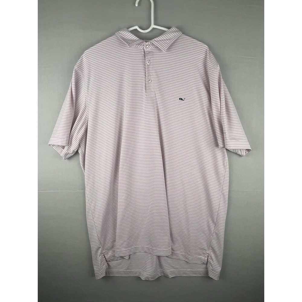 Vineyard Vines Performance Polo Shirt Mens XL Pink Striped Short Sleeve Golf